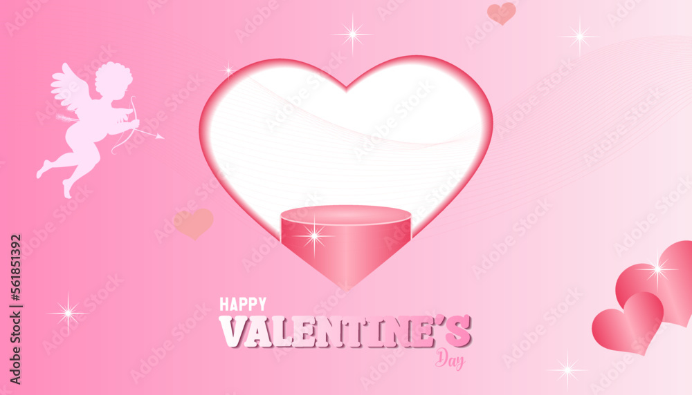 Happy Valentine's Day february 14 Banner Greeting Card with glossy colors and elegant graphic design