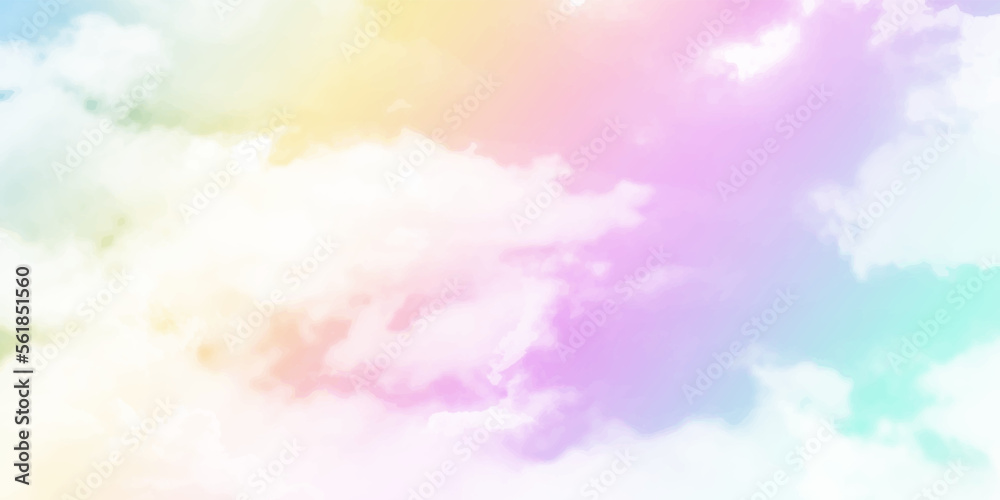 Picturesque view of pastel sky with fluffy clouds. Soft cloud and sky with pastel gradient color for background backdrop