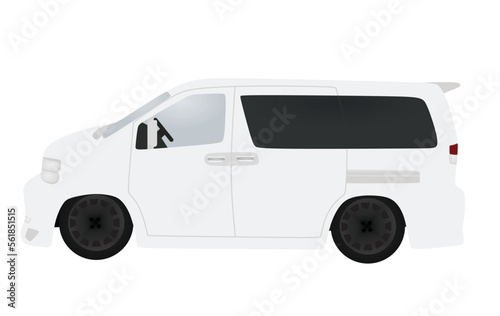 White van. side view. vector illustration