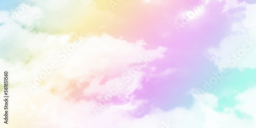 Picturesque view of pastel sky with fluffy clouds. Soft cloud and sky with pastel gradient color for background backdrop
