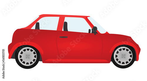Red city car. vector illustration