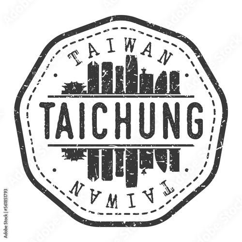 Taichung, North District, Taichung City, Taiwan Stamp Skyline Postmark. Silhouette Postal Passport. City Round Vector Icon. Vintage Postage Design.