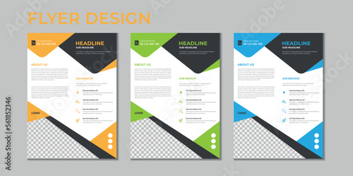 Business flyer, cover layout, annual report, presentation, brochure, poster, flyer in A4 with colorful geometric shapes, gradient color with mockup and background