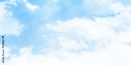 Beautiful blue sky over the sea with translucent, white, Cirrus clouds. The horizon line