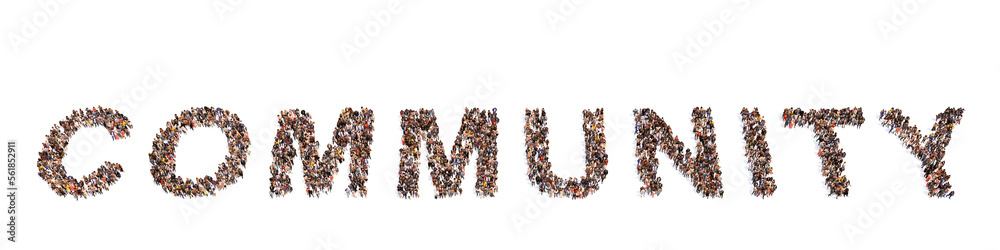 Concept or conceptual large community of people forming COMMUNITY word. 3d illustration metaphor for group, teamwork, togetherness, friendship, society, education, assistance, diversity and unity Concept or conceptual large community of people forming COMMUNITY word. 3d illustration metaphor for group, teamwork, togetherness, friendship, society, education, assistance, diversity and unity