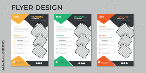 Business flyer, cover layout, annual report, presentation, brochure, poster, flyer in A4 with colorful geometric shapes, gradient color with mockup and background