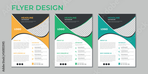 Business flyer, cover layout, annual report, presentation, brochure, poster, flyer in A4 with colorful geometric shapes, gradient color with mockup and background
