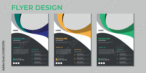 Business flyer, cover layout, annual report, presentation, brochure, poster, flyer in A4 with colorful geometric shapes, gradient color with mockup and background
