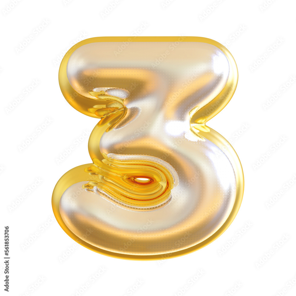 3d gold modern number 3 with generative AI 3d gold modern number 3 with generative AI