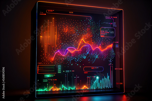 Display with data set, abstract illustration background