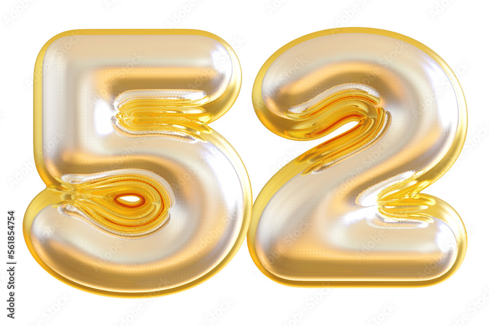 3d gold modern number 52 with generative AI 3d gold modern number 52 with generative AI