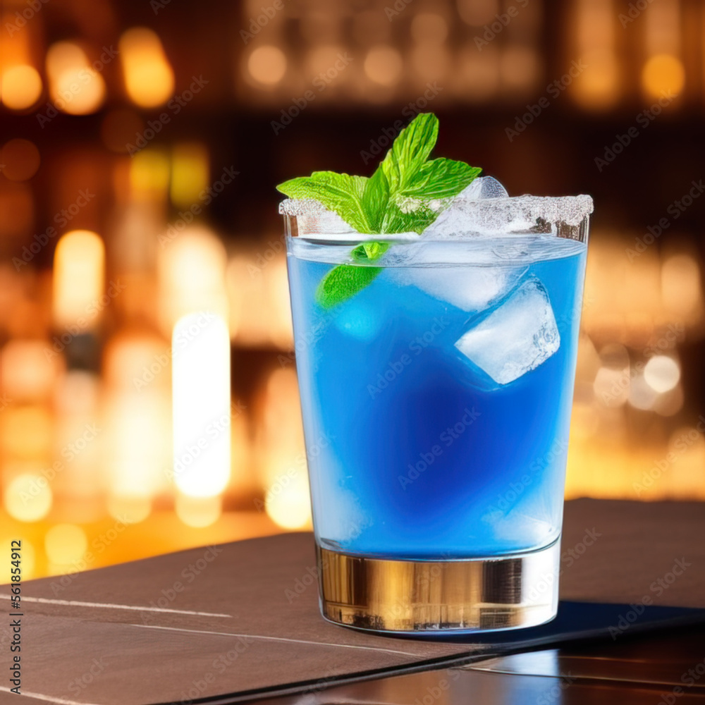 colorful cocktail in a glass standing on a bar colorful cocktail in a glass standing on a bar