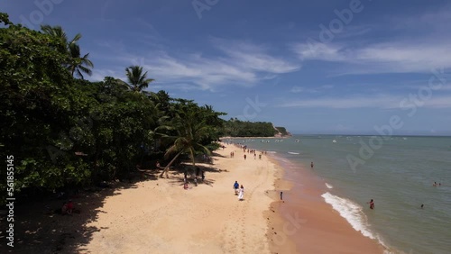 Linda vista aérea da Praia do Espelho, em Trancoso, no Sul da Bahia. Uma das mais belas praias do Brasil.