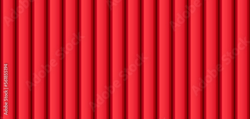 Vector red striped metal texture. 3d metallic line seamless pattern. Corrugated iron roofing sheet surface. Industrial galvanized striped fence background. Urban steel plate. Roof construction
