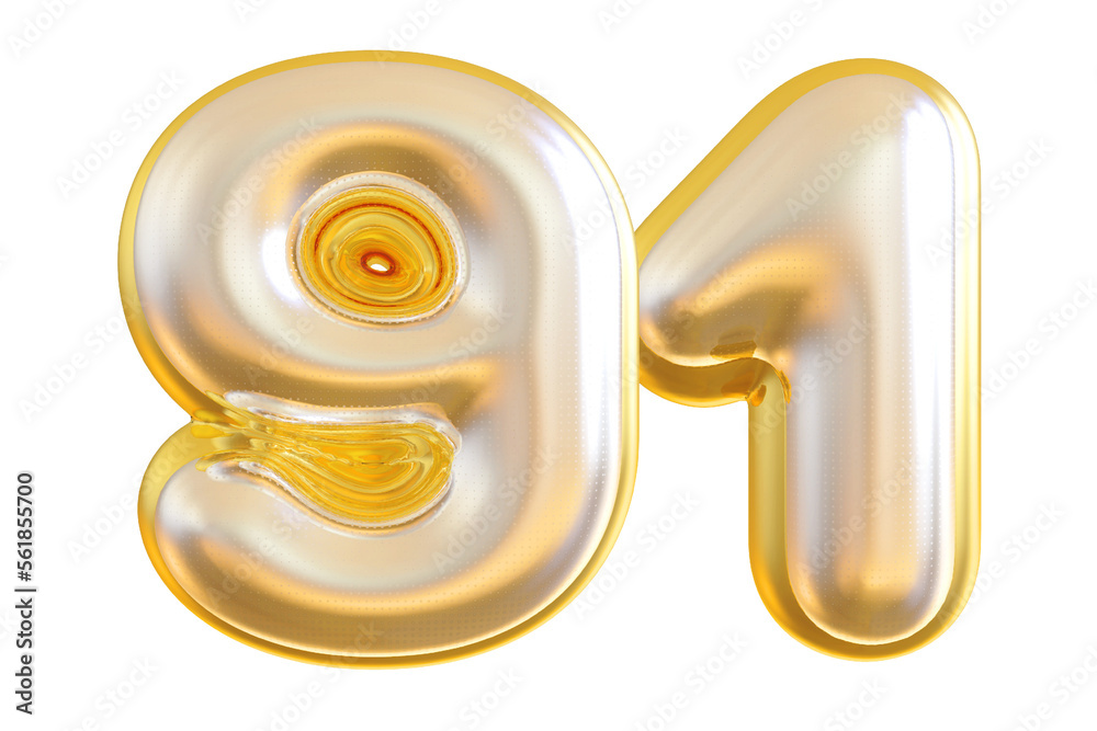 3d gold modern number 91 with generative AI 3d gold modern number 91 with generative AI