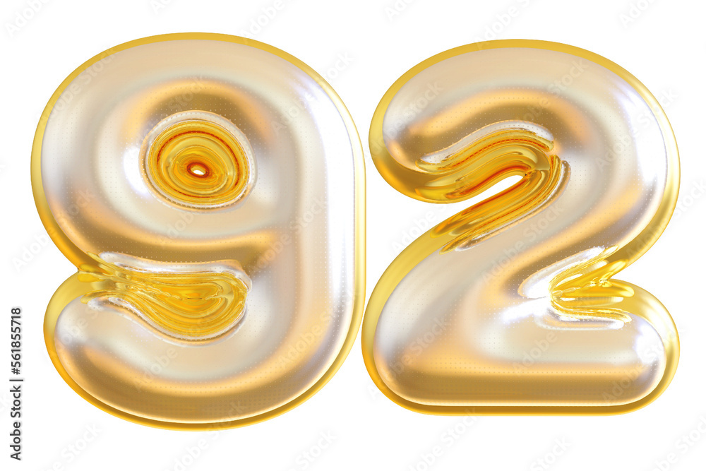 3d gold modern number 92 with generative AI 3d gold modern number 92 with generative AI