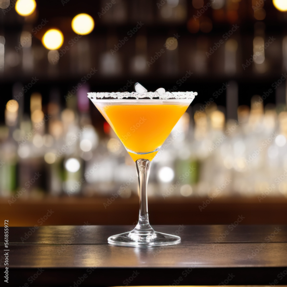 colorful cocktail in a glass standing on a bar colorful cocktail in a glass standing on a bar