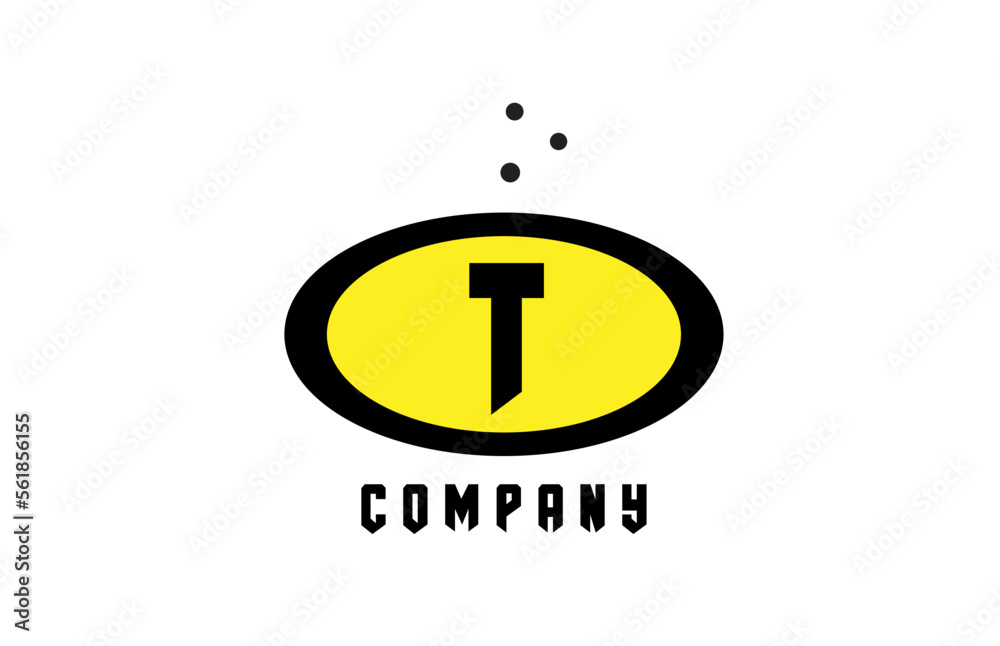 ellipse T alphabet bold letter logo with dots. Creative template design for business and company in yellow and black ellipse T alphabet bold letter logo with dots. Creative template design for business and company in yellow and black