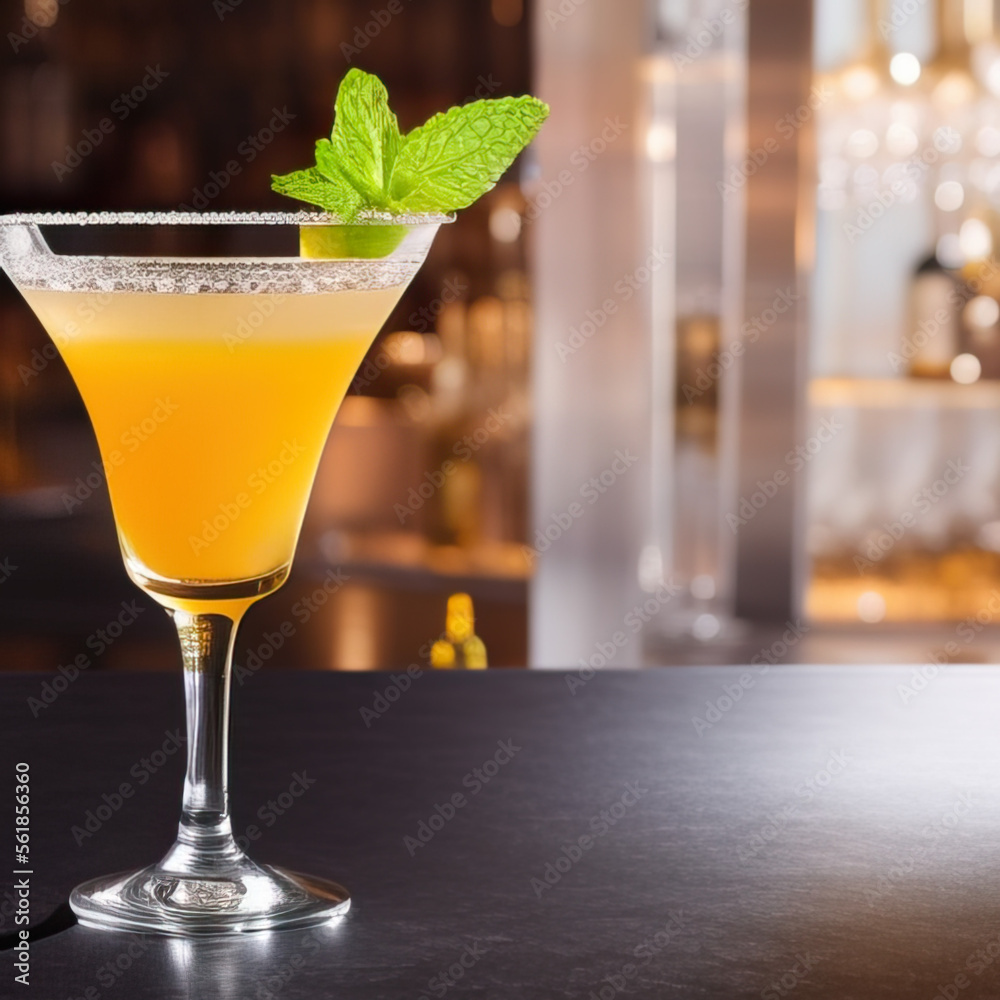 colorful cocktail in a glass standing on a bar colorful cocktail in a glass standing on a bar