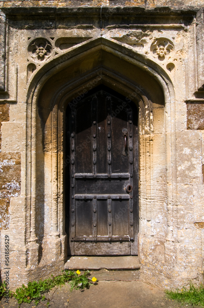Church door at West Adderbury in the Cotswolds, Oxfordshire, UK