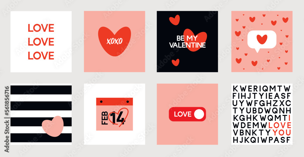 Be my Valentine - Valentine's day concept posters. Vector illustrations. Happy Valentines Day greeting cards