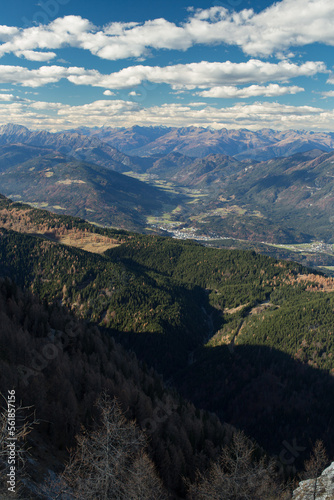 view from starhand peak to the northwest with the high Tauern range in the backdrop and down into the Gail valley.
