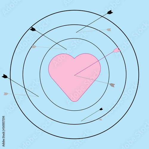 valentine's day vector illustration arrow shooting heart target