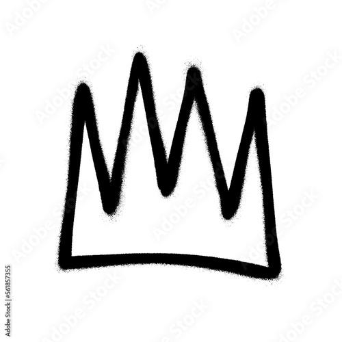 Sprayed crown with overspray in black over white. Vector illustration.