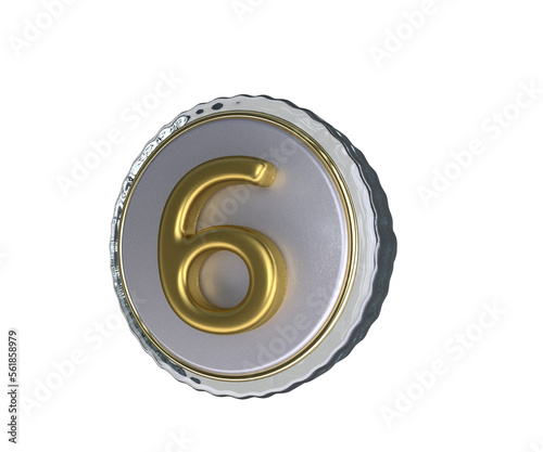 Realistic Lapel Pin with number 6