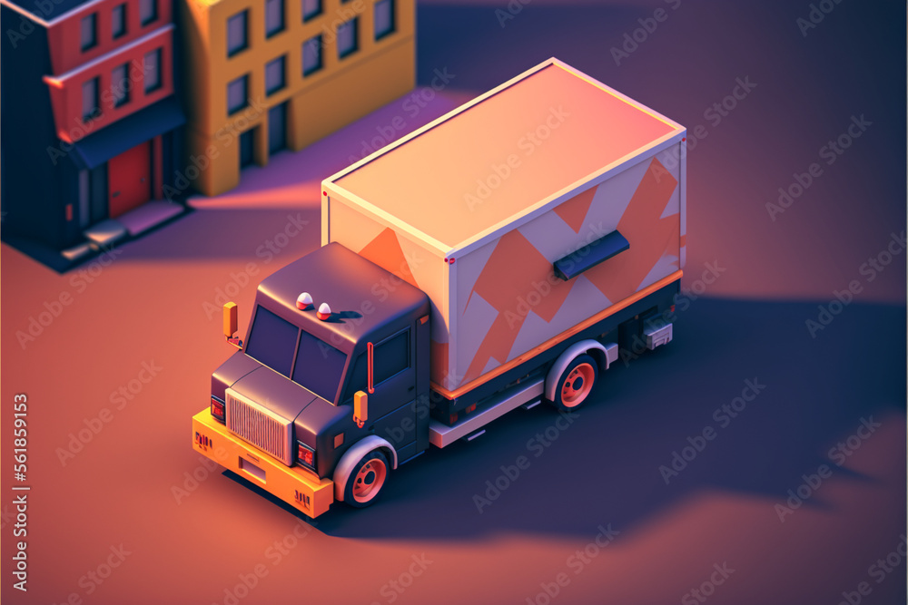 delivery truck 3d isometric delivery truck 3d isometric