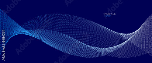 Dark blue airy particles flow vector design, abstract background with wave of flowing dots array, digital futuristic illustration, nano technology theme.