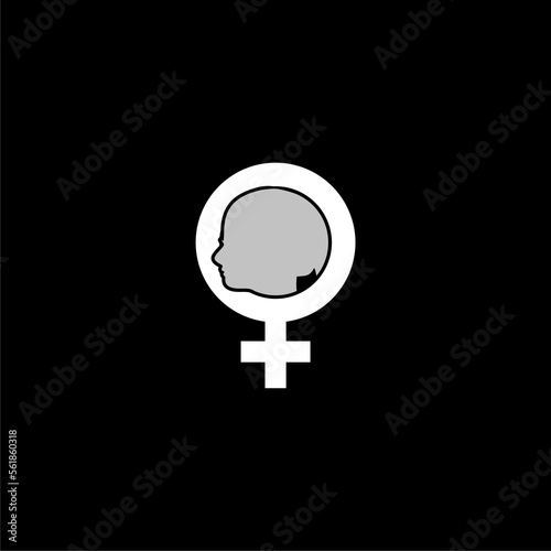 Female sign icon isolated on black background.