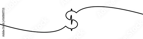 US Dollar symbol drawing by continuos line, thin line design