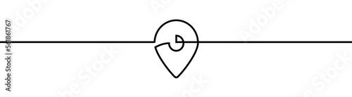 Map Pointer shape drawing by continuos line, thin line design