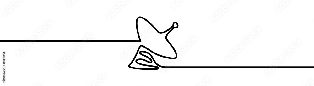 Satellite shape drawing by continuos line, thin line design Satellite shape drawing by continuos line, thin line design
