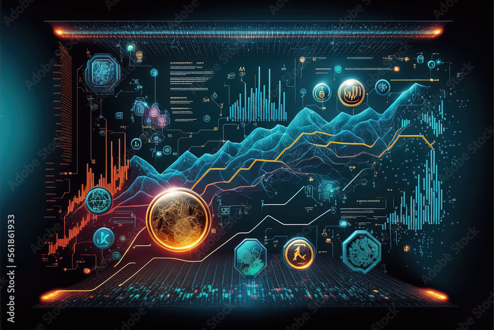 Futuristic Technology Graph Background for Financial Investment and Market concept Generative AI