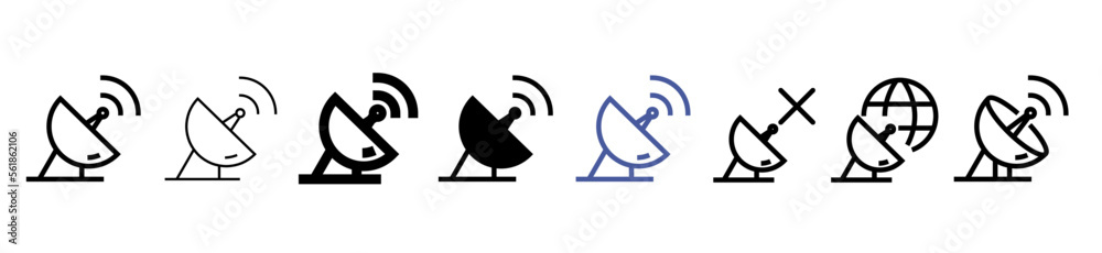 Set of Satellite line shapes, thin line design Set of Satellite line shapes, thin line design