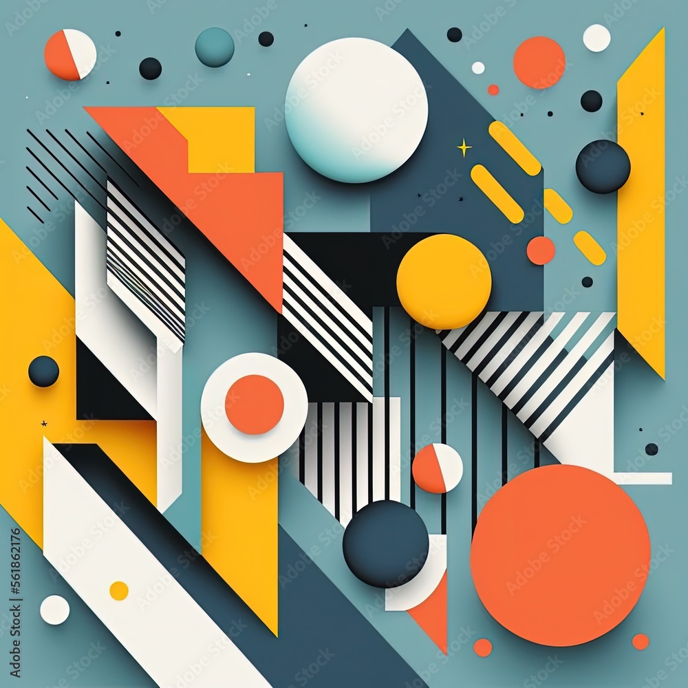 Geometric graphic design texture, flat vectors and colors, sharp focus, illustration made with Generative AI