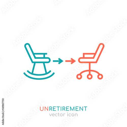 The unretirement icon. Back to work symbol. Graphic design.