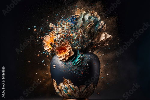Fototapeta An Exploding Ming Vase