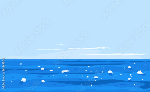 Water polluted of plastic trash, garbage in sea water ecological disaster concept illustration, environmental pollution, trash in seawater landscape background