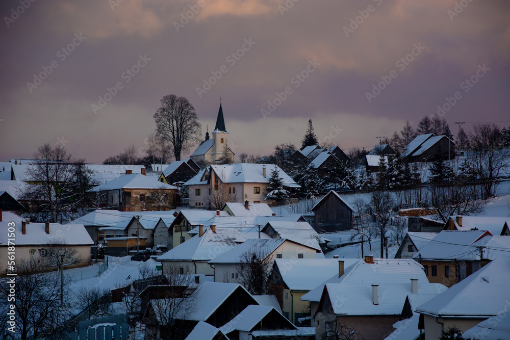 winter village in the snowy hills