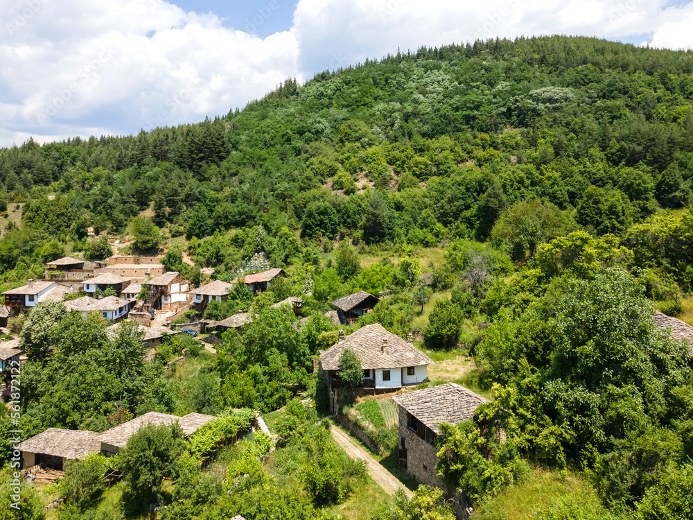 Aerial view of Village of Leshten, Bulgaria