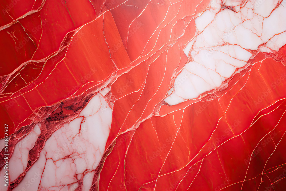 red marble with white veins background, Generative AI Stock