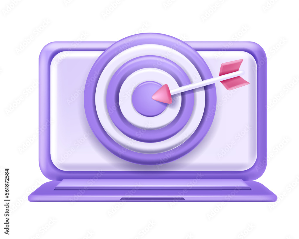 3D target market icon, laptop screen, training skill corporate clipart, business goal invest, arrow. Dartboard game clipart, project achievement sign, financial strategy marketing. 3D target object 3D target market icon, laptop screen, training skill corporate clipart, business goal invest, arrow. Dartboard game clipart, project achievement sign, financial strategy marketing. 3D target object