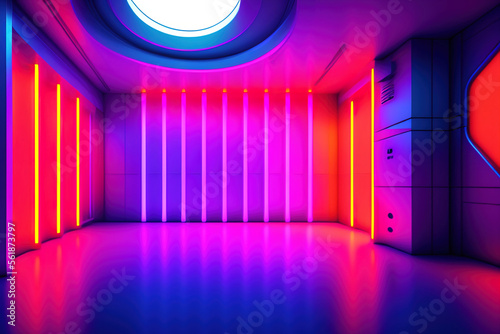 Generative AI: abstract futuristic neon background glowing © justdd