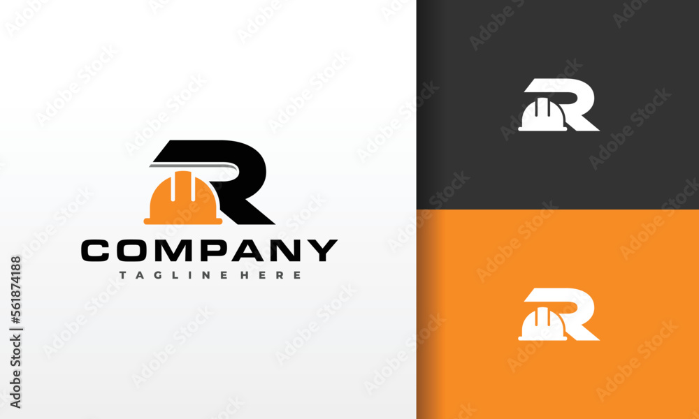 letter R construction helmet logo