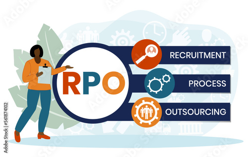 RPO - Recruitment Process Outsourcing acronym. business concept background. vector illustration concept with keywords and icons. lettering illustration with icons for web banner, flyer photo