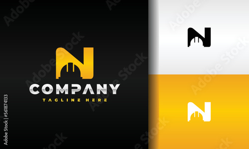 letter N construction helmet logo