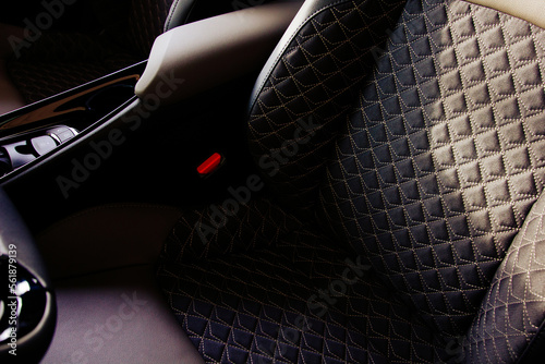 Modern car fabric seats close up